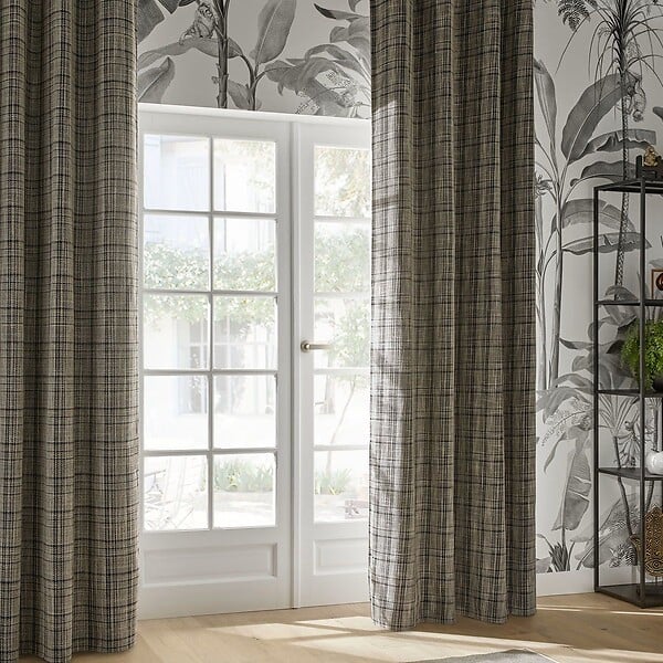 ATMOSPHERA - Rideau à œillets Occultant Gris Clair et Beige Lin 140 x 260 cm - large