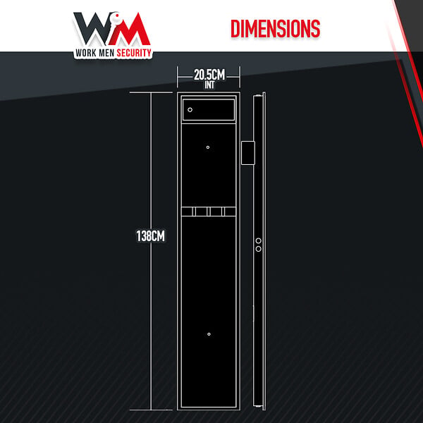 WORK MEN - Armoire à  fusils 315X205X1380mm avec coffre intérieur - 5 fusils - Workmen Security - large