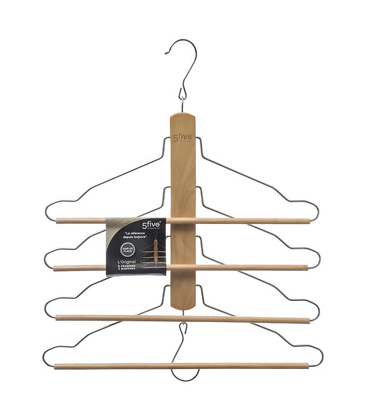 5 FIVE SIMPLY SMART - Cintre 4 chemises/pantalons & 2 positions possibles dans le dressing en Bois et Métal - large