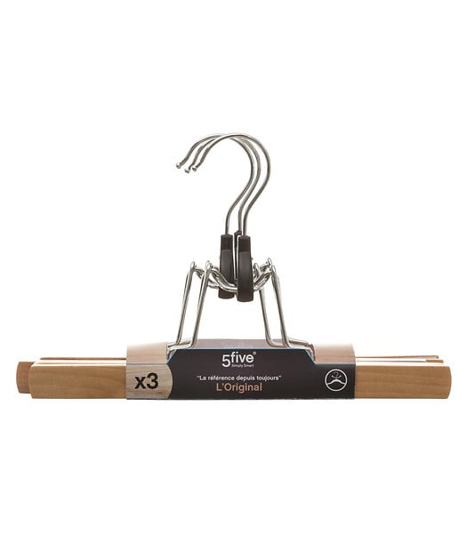5 FIVE SIMPLY SMART - Lot de 3 Cintres pinces en Bois - large