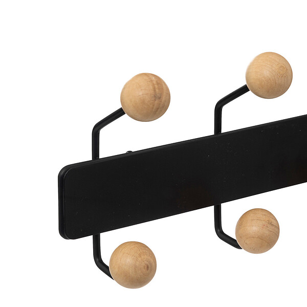 5 FIVE SIMPLY SMART - Patère 10 crochets Boules bois et métal noir L 44 cm - large