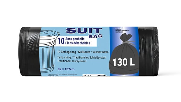 SUIT BAG - Sac poubelle 130L - Noir - Lot de 10 - large