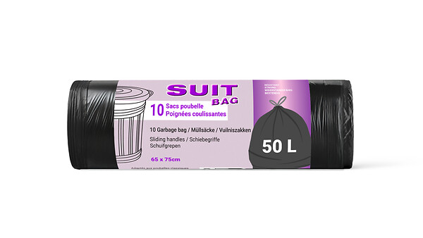 SUIT BAG - Sac poubelle poignée coulissante - 50L - 65x75cm - large