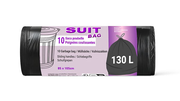 SUIT BAG - Sac poubelle - Poignée coulissante - 130L 10 sacs - large