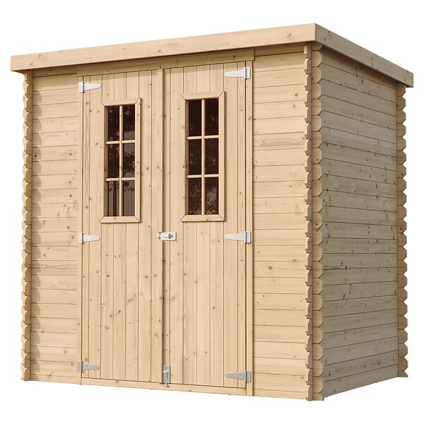 TIMBELA - Abri de jardin en bois AVEC SOL TRAITÉ - Stockage extérieur l204xL142xH200cm//2.22m2- Petit abri à outils, Local à vélos - TIMBELA M311C+M311G - large