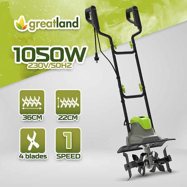 GREATLAND - Motobineuse électrique 1050W 36cm - 4 Fraises - large