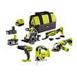 RYOBI - Pack RYOBI complet 5 outils - 2 batteries 2.0Ah et 4.0Ah - 1 chargeur - R18CK5A-242S - vignette