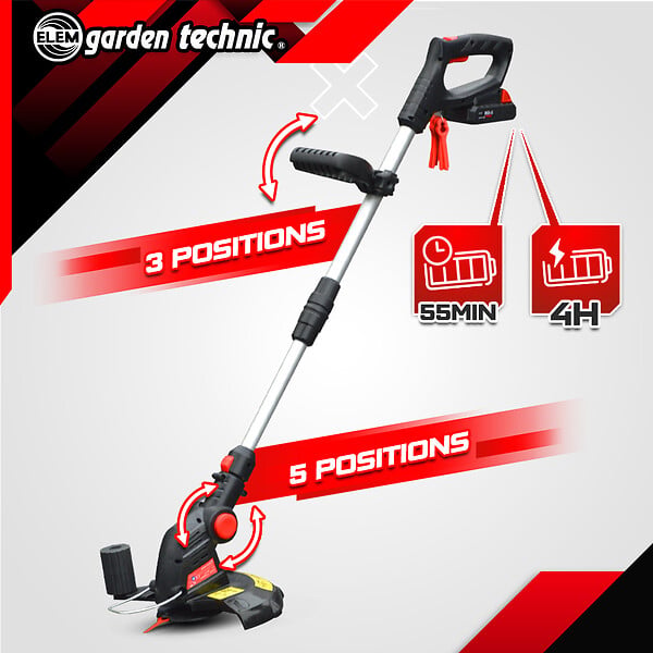 ELEM GARDEN TECHNIC - Coupe bordures sans fil 20V Batterie Lithium 2000mAh - 25cm - large