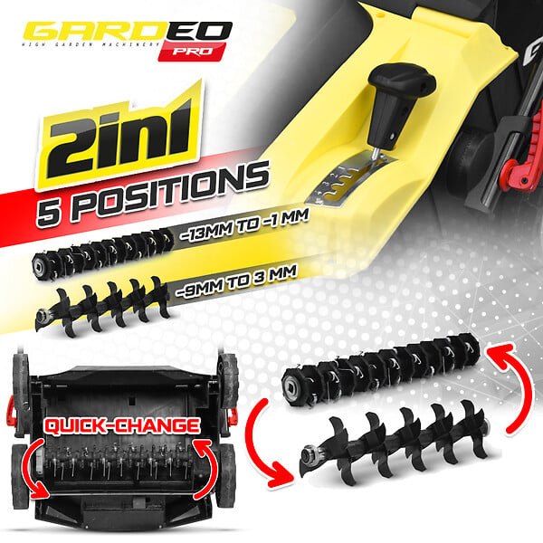 GARDEO PRO - Scarificateur emousseur electrique 1800W - 40cm - large