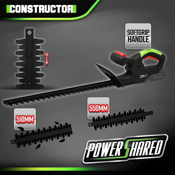 CONSTRUCTOR - Taille haies 20v max sans batterie - Lame 55cm - Capacité de coupe 16mm -  Constructor - large