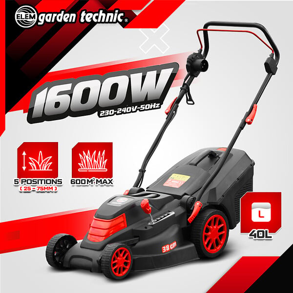 ELEM GARDEN TECHNIC - Tondeuse à  gazon électrique 1600W - 38CM - large