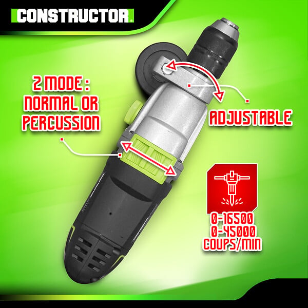 CONSTRUCTOR - Perceuse à  percussion 1050W mandrin auto. 13mm - large