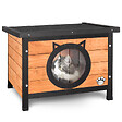 VOUNOT - Maison pour Chat en bois avec toit bitumé et entrée en forme d'oreilles de chat - vignette
