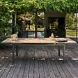 OVIALA - Table extensible aluminium et céramique imitation bois - Tivoli - vignette