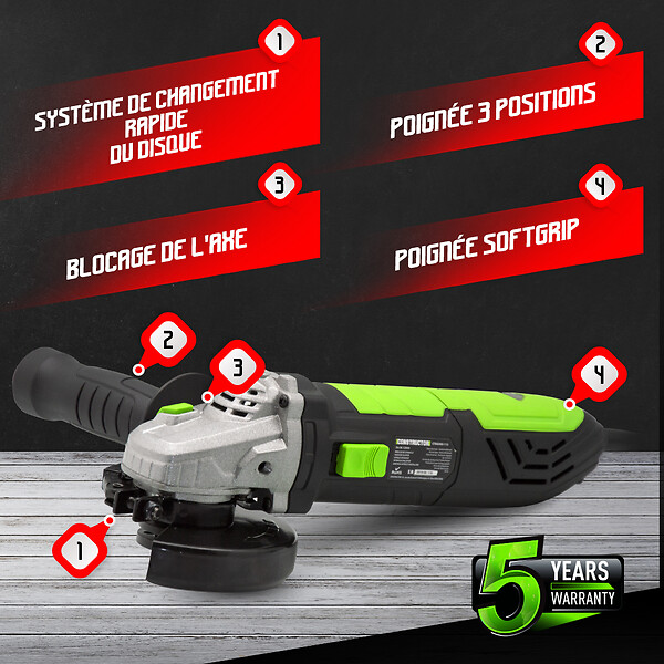 CONSTRUCTOR - Meuleuse d'angle 900W 115mm - large