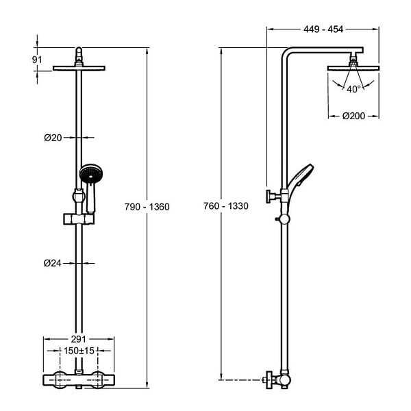 JACOB DELAFON - Colonne de douche thermostatique Simone 4 jets - large