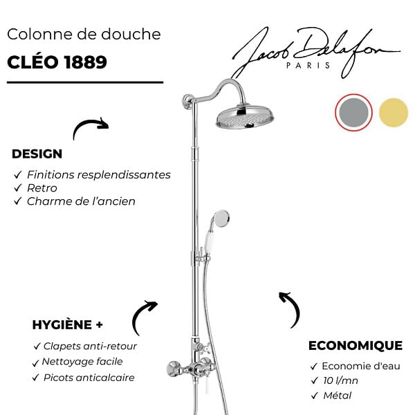 JACOB DELAFON - Colonne de douche Cléo 1889 chromé - large