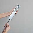 HANSGROHE - Pommeau de douche Pulsify E 100 EcoSmart chromé + flexible de douche 1,25 m Metaflex chromé - vignette
