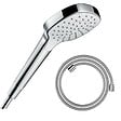 HANSGROHE - Pommeau de douche Croma Select E EcoSmart blanc/chromé + flexible de douche Designflex 160 cm chromé - vignette