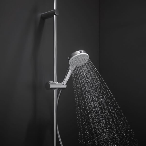 HANSGROHE - Pommeau de douche Crometta EcoSmart 2 jets blanc/chromé + flexible de douche Designflex 160 cm chromé - large