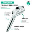 HANSGROHE - Pommeau de douche Crometta EcoSmart 2 jets blanc/chromé + flexible de douche Designflex 160 cm chromé - vignette