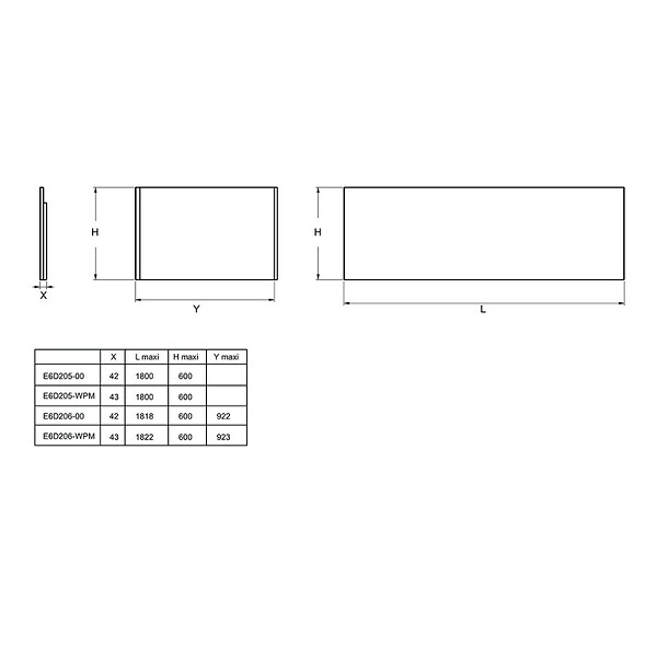 JACOB DELAFON - Tablier frontal pour baignoire rectangulaire 180 x 90 x 60 cm installation angle Blanc mat - large