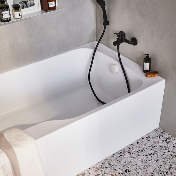 JACOB DELAFON - Tablier frontal baignoire rectangulaire + pare bain Installation en niche, blanc mat - large