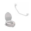 PELLET - Réhausse WC PMR PELLET plastique blanc avec abattant 10 cm + Barre de maintien coudée PMR PELLET Essentiel - vignette