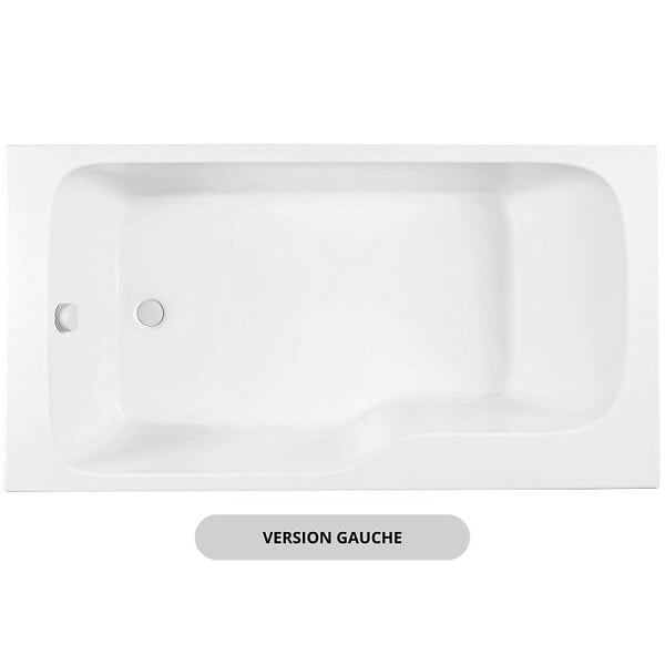 JACOB DELAFON - Baignoire bain douche Malice, antidérapant, version Gauche Blanc mat 170x90cm - large