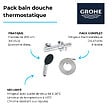 GROHE - Pack mitigeur bain douche thermostatique Precision Get +  Douchette Vitalio Start 100 + Flexible 2000 - vignette