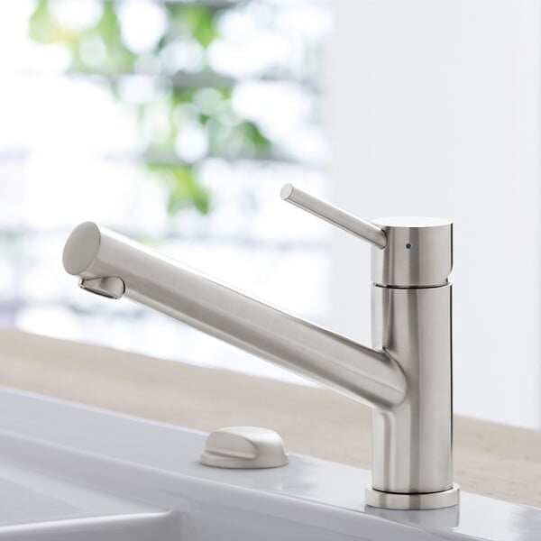 VILLEROY ET BOCH - Robinet cuisine rabattable  Como window acier massif + nettoyant - large