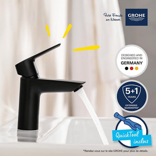 GROHE - Lot de 2  mitigeurs lavabo Start ouverture eau froide noir S - large