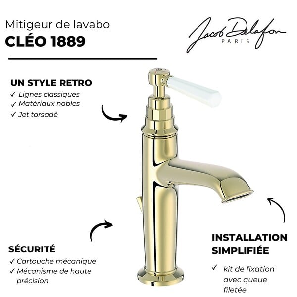 JACOB DELAFON - Mitigeur lavabo  Cléo 1889 Or beige - large