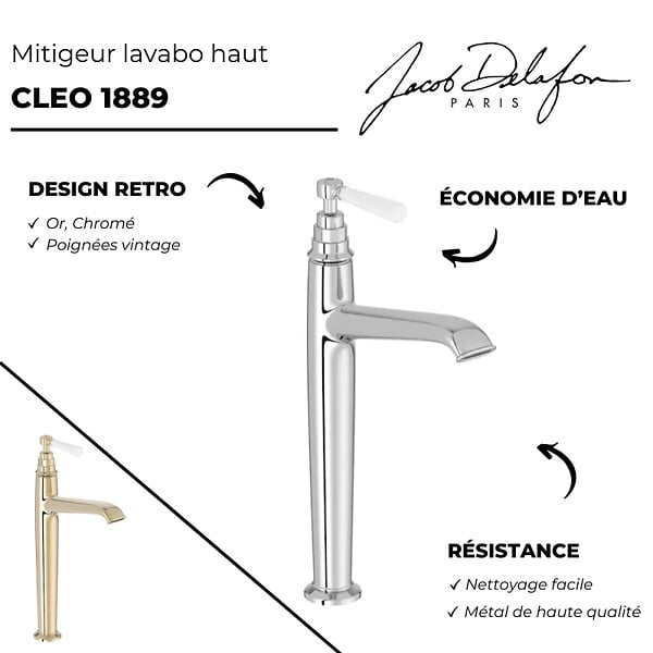 JACOB DELAFON - Lot de 2 mitigeurs lavabo haut Cléo 1889 or beige - large