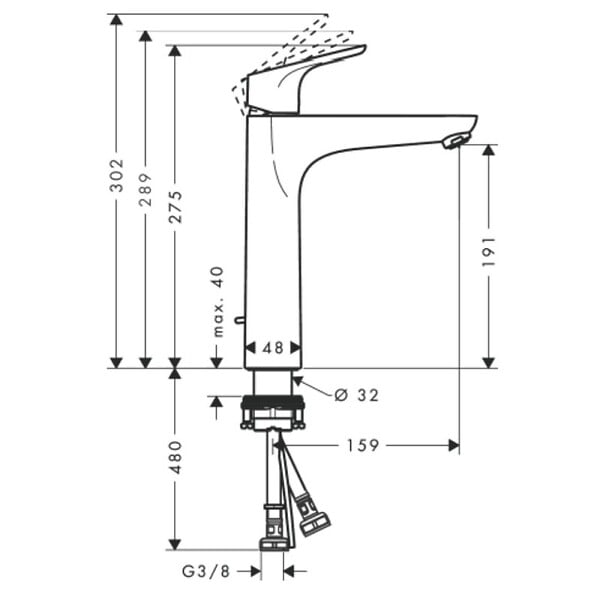 HANSGROHE - Mitigeur lavabo Focus 190 Éco C3 Hansgrohe - 1 jet - Avec tirette et vidage - Chromé - large