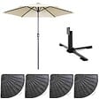 OVIALA - Parasol droit inclinable 3m et 4 dalles lestées aluminium blanc - Matera - vignette