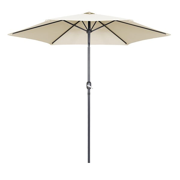 OVIALA - Parasol droit inclinable 3m et 4 dalles lestées aluminium blanc - Matera - large
