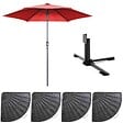 OVIALA - Parasol droit inclinable 3m et 4 dalles lestées aluminium rouge - Matera - vignette