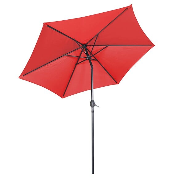 OVIALA - Parasol droit inclinable 3m et 4 dalles lestées aluminium rouge - Matera - large