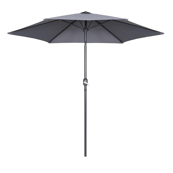 OVIALA - Parasol droit inclinable 3m et 4 dalles lestées aluminium gris - Matera - large