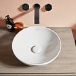 VILLEROY ET BOCH - Vasque 38 x 38 ronde à poser  Loop & Friends non meulé stone white avec trop plein - vignette