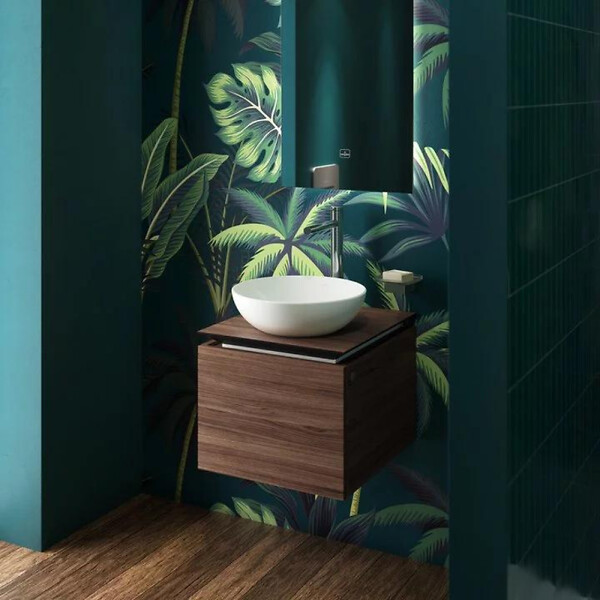 VILLEROY ET BOCH - Vasque 38 x 38 ronde à poser  Loop & Friends non meulé stone white avec trop plein - large