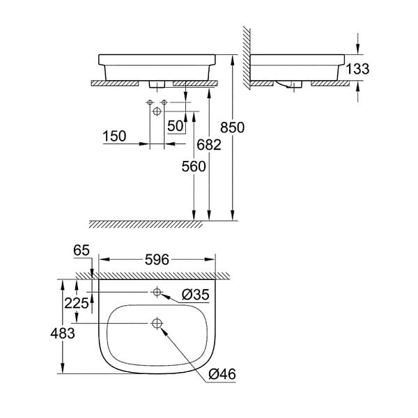 GROHE - Grohe Euro Ceramic Vasque à poser 60cm (39337000) - large