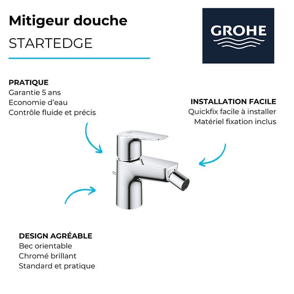 GROHE - Mitigeur bidet Quickfix StartEdge + microfibre - large