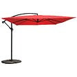 OVIALA - Parasol déporté 3x3m et 4 dalles à lestées rouge - Genova - vignette