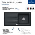 VILLEROY ET BOCH - Evier  Architectura 60 Pure Black avec vidage automatique - vignette
