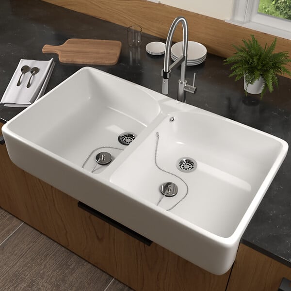 VILLEROY ET BOCH - Evier 2 bacs BIBAC O.NOVO - Dimensions : 90 x 55 x 22 cm - couleur : BLANC - large