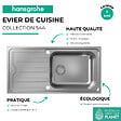 HANSGROHE - Evier 1 cuve avec égoutoir HANSGROHE S44 inox - vignette