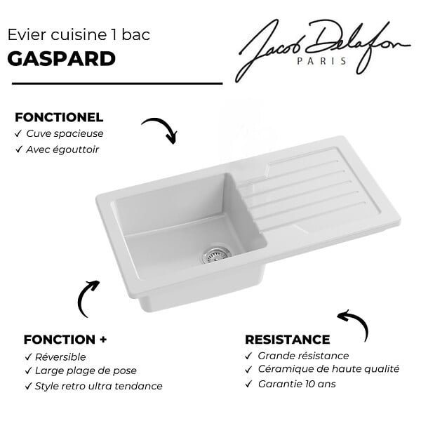 JACOB DELAFON - Evier à encastrer 1 bac Gaspard - large