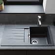 HANSGROHE - Evier 1 cuve avec égouttoir 840 S52 synthèse noir - vignette